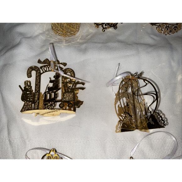 12 Danbury Mint Annual 23 K Gold-Plated & Brass Christmas Ornaments Set - Picture 3 of 8